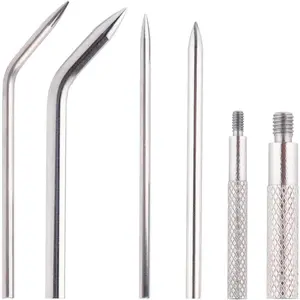 4pcs Baseball Glove Lacing Needle Kit Durable Leather Lacing Needle for Baseball & Softball Glove Relacing Restringing Repair Tool with 2 Extension Nuts