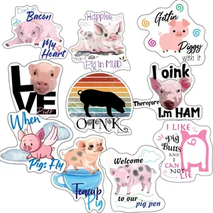Pig Stickers, Ten Vinyl Stickers Supporting Pig, Great Pig Gift, Decorative Stickers