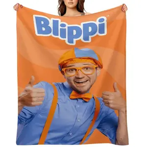 Soft Funny Throw Blanket B-Blippi fLANNEL Blanket - Soft Lightweight Funny Bedding Art Fleece for Sofa Bed Camping Halloween Christmas GiftD910-192