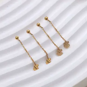 Mori simple crown shape small earline small fresh bead threaded ear chain fringed autumn and winter earrings