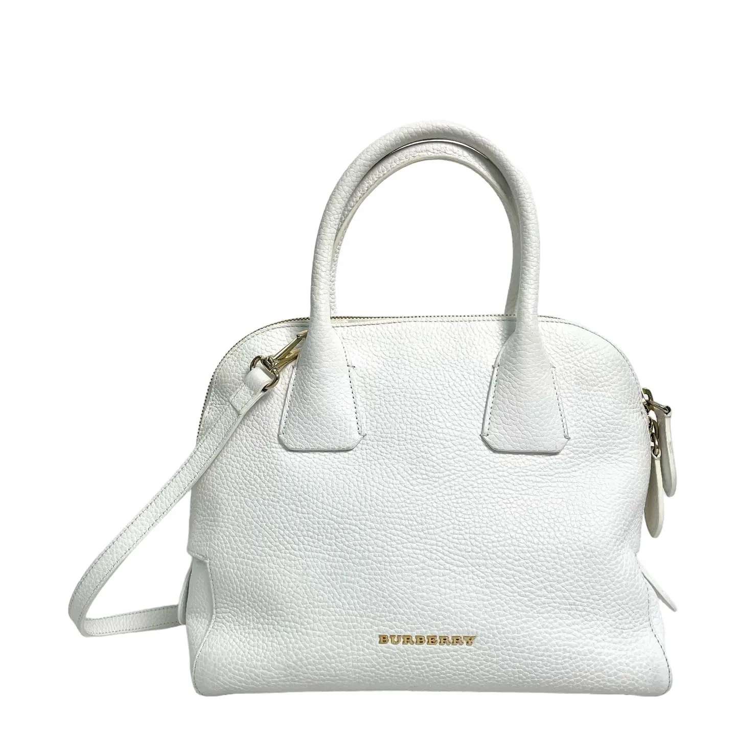 Pre-owned leather handbag Burberry Medium Orchard Bag in Grainy White