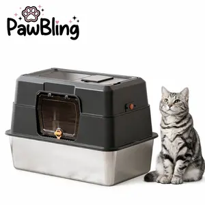 Premium Stainless Steel Enclosed Cat Litter Box – Extra Large, Dual Entry Design, Leakproof & Odor Resistant pet pivot pink home goods Smart Capacity Automatic health monitoring moon forest adjustable long handle
