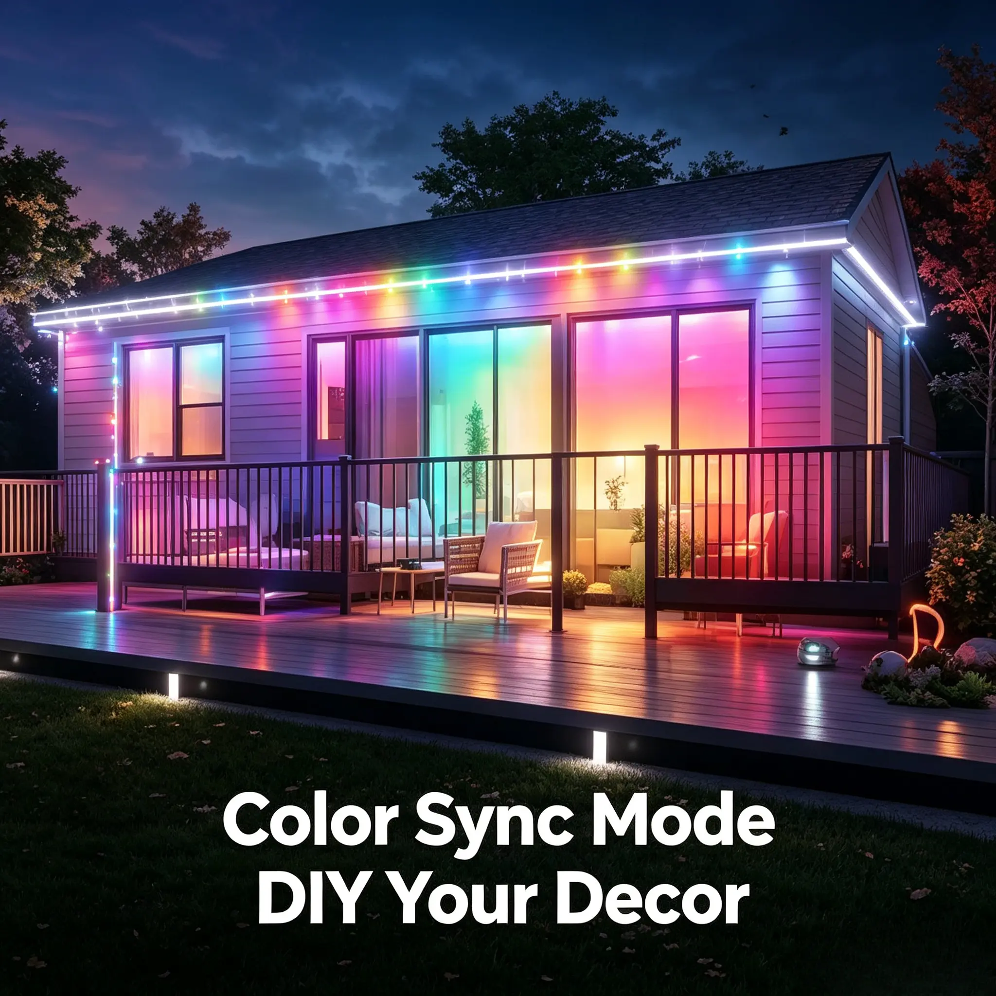 Flexible RGB LED Neon Rope Lights, Bluetooth & IR 44-Key Remote Control, Music Sync, Waterproof, for House Eaves, Christmas Outdoor Home Decor