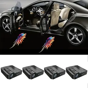 4-Pack Universal Wireless Car Door Welcome Lights, Cool Angel Wings Pattern, Car LED Projector Lights, Car Modification Accessories. An ideal gift choice for car, drivers, friends, and family.