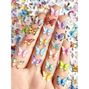 100pcs Mini Resin Butterfly Decorations, Nail Supplies for DIY Nail Art, Scrapbooking, Indoor Recreation Crafts for Home & Office