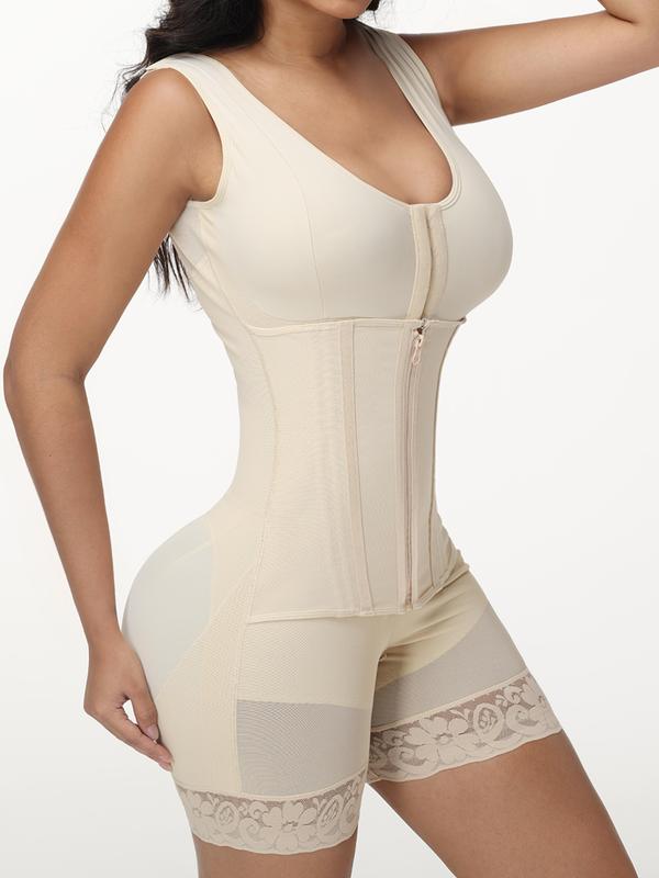 LUXSEREN Women Tummy Control V-Neck Full Body Shaper Butt Lifter with Zipper Crotch,One-Piece shepawear,comfortable wireless breast lift design Shapewear Womenswear