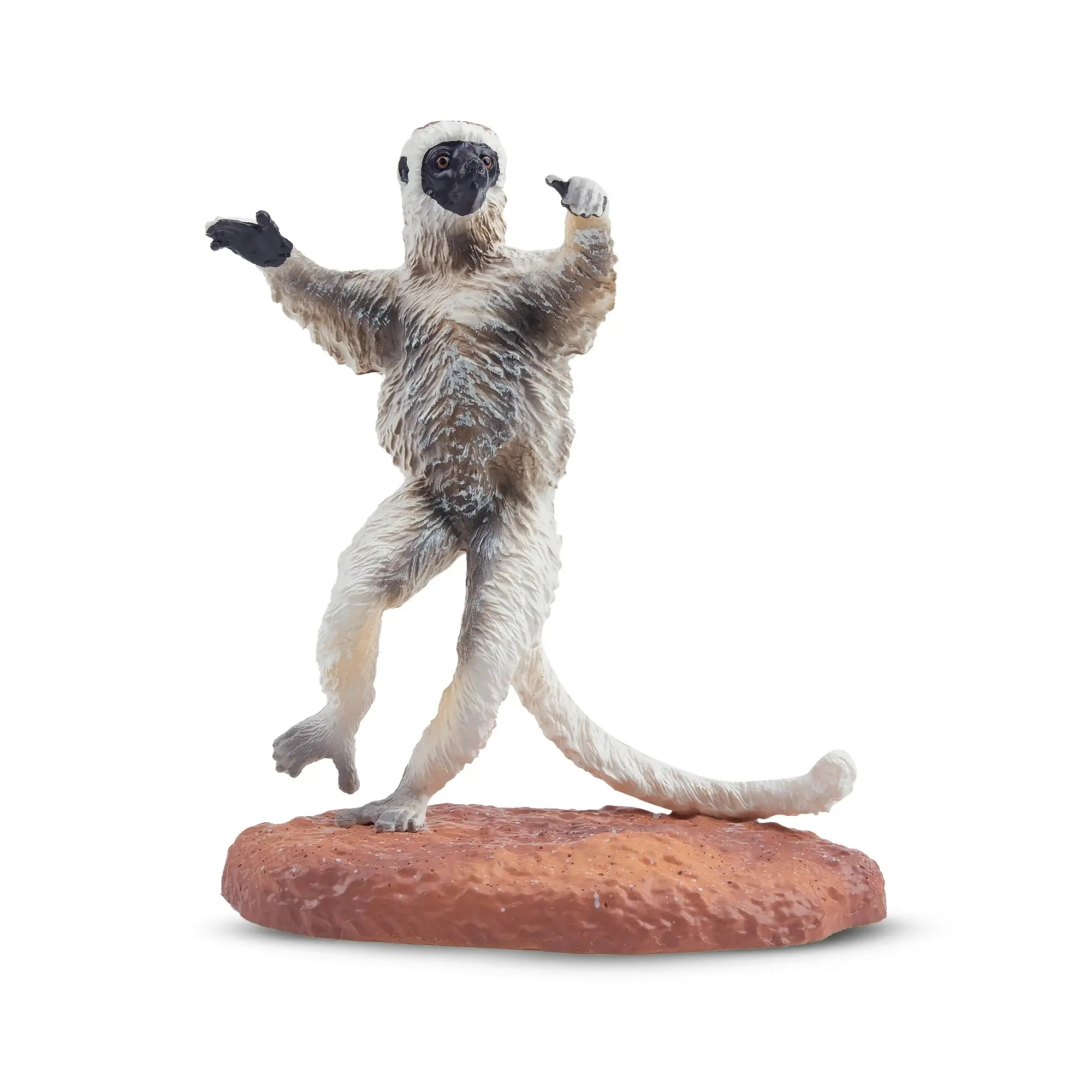 Toymany Hand-Painted Plastic Verreaux's Sifaka Figurine - Realistic Animal Model for Early Education, Montessori Sensory Play, Collectors & Thoughtful Gifts