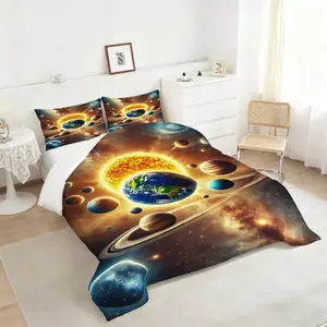 2/3Pcs Cosmic Dreams Galaxy-Themed Comforter Set, Stunning Space Art Bedding Set, Soft & Warm Comforter, Perfect for Sci-Fi Lovers and Bedroom Decor, Transform Your Space into a Stellar Oasis. 1 or 2 Pillowcase No Pillow Core