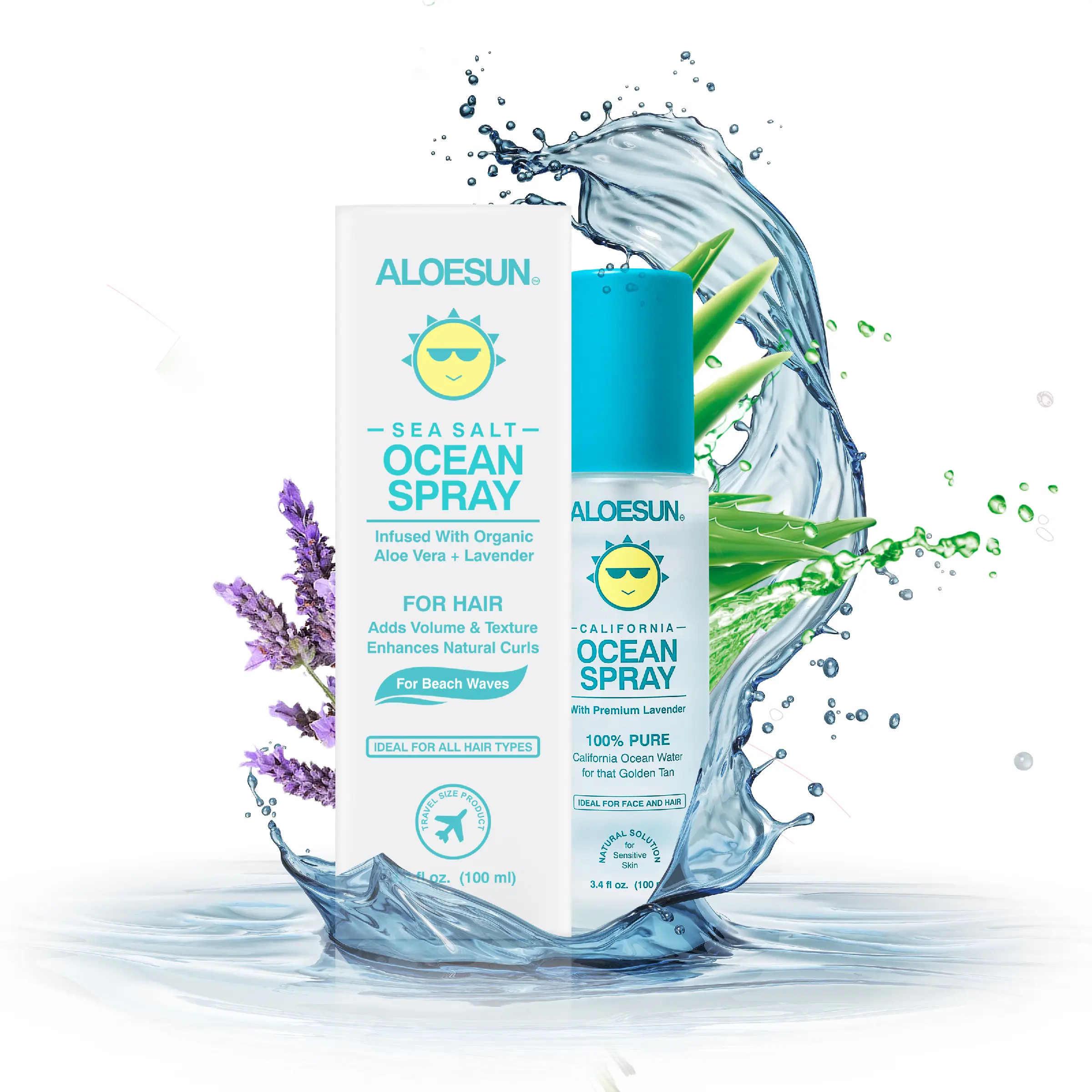 ALOESUN Sea Salt Spray for Volume & Hair Growth infused with Organic Lavender Oil | Texturing Spray for Men & Women | Hair Texture Spray for Fine Hair | Beach Wave Spray & Volumizing Spray | USA Made  | Travel Size