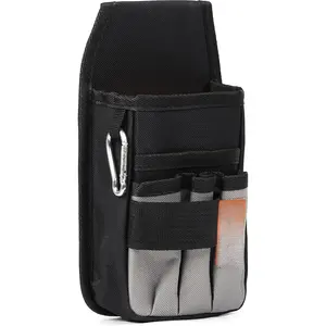 Small Tool Pouch with Belt Clip,Tool Belt Pouches,Electrician Tool Pouch.Mini Organizer Pocket Attachment for Tool Belt,5 Pockets and Heavy-Duty Metal Belt Clip Attachment....