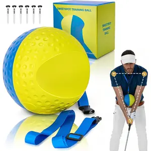Golf Training Aid Ball - Forearm Connection Swing Trainer for Consistent Precise Swings, Fix Slicing Scooping & Chicken-Wing, Soft Memory Foam Adjustable Lanyard