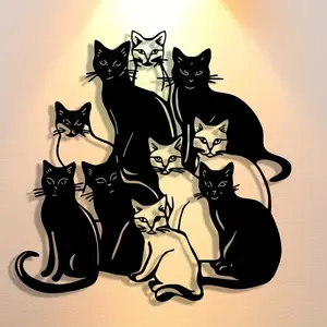 Cat Pattern Wall Art, 1 Count Metal Wall Decor, Artistic Wall Hanging Decor for Home Living Room Bedroom Office Coffee Shop, Ornaments, Decoration