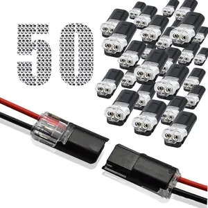 LED Wire Connectors 50PCS – Low Voltage Plug-In Connectors with Locking Buckle, No-Stripping Double-Wire Quick-Clip for LED Strip Lights & Electrical Cable Extension
