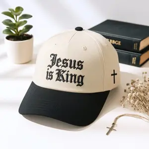 Jesus is King Embroidered Trucker Cap, Christian Embroidery Hat, Faith Apparel