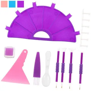 Diamond Painting Trays Organizer Diamond Painting Tools Multifunction Diamond Art Accessories with Trays and Pens Rhinestone Tray Sorter for DIY Art Craft Supplies (Purple/Pink/Blue)