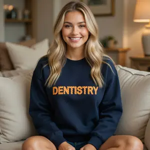 Orange Dentistry Checkered Crewneck Sweatshirt