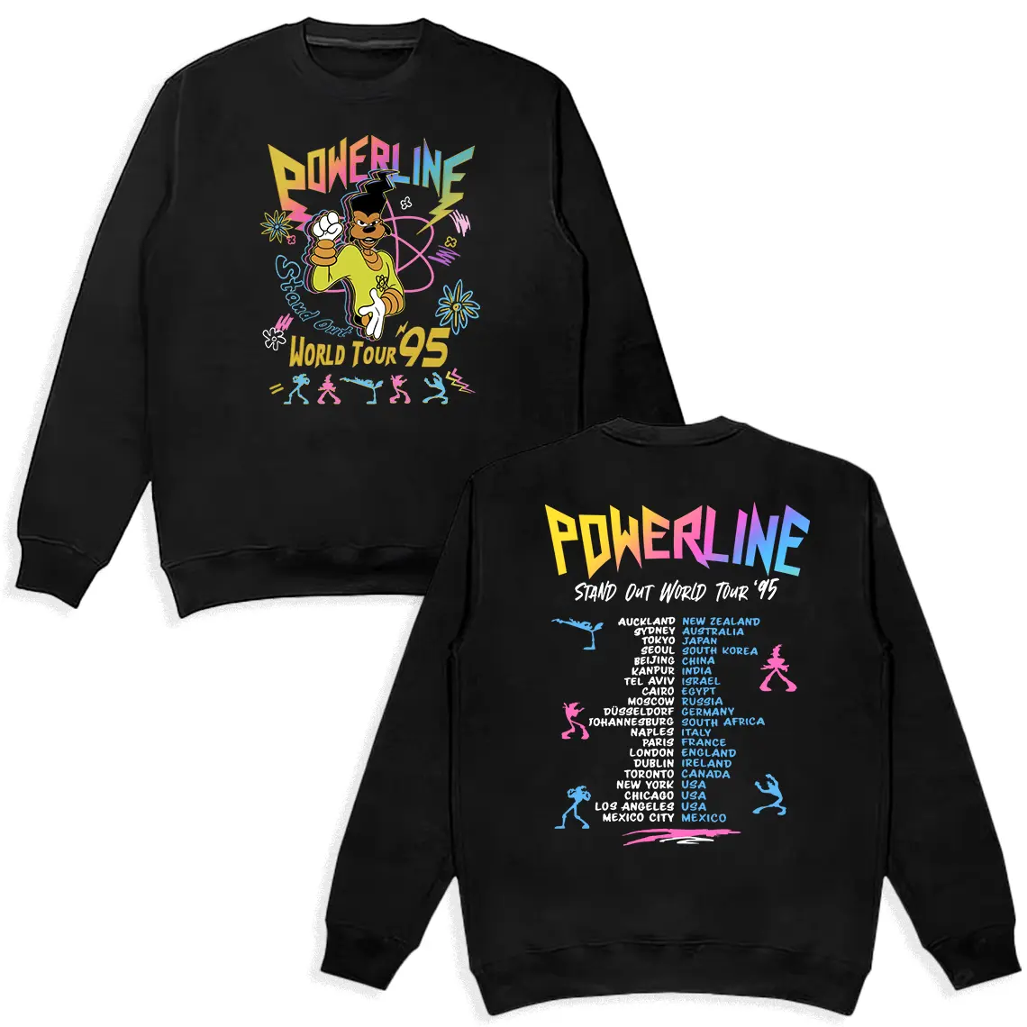 Retro 90s Powerline Movie Shirt, Max Goofy Roxanne Powerline Sweatshirt, Cartoon Movie Fans Gift Hoodie Tee