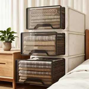 Stackable Drawer Organizer Box, Ideal for Clothes, Files, Home Items, Foldable Storage Cabinet, Large Storage Boxes, Durable Plastic