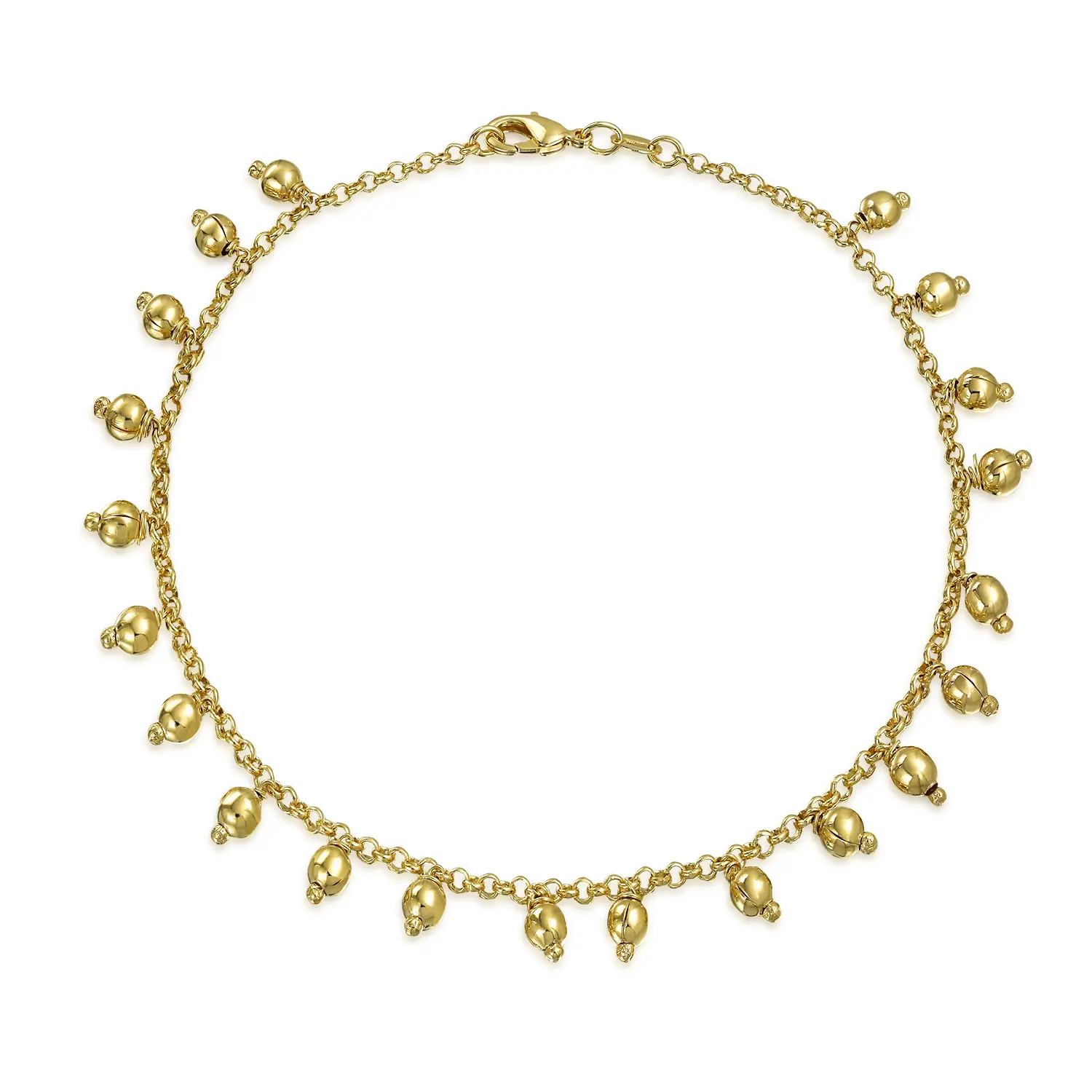 Bollywood Pattilu Indian Paayal Jhanjar Multi Ghungroo Bead Charm Anklet Ankle Bracelet Gold Plated