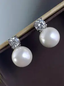 Faux Pearl & Rhinestone Decorated Dangle Earrings, Elegant Jewelry for Party, Daily Clothing Decor, Trendy All-match & Exquisite Jewelry for Birthday Gift, High Quality Earrings, Classic Style Earrings, Fashion Earrings, Dangling Earrings, Jewelry Gifts