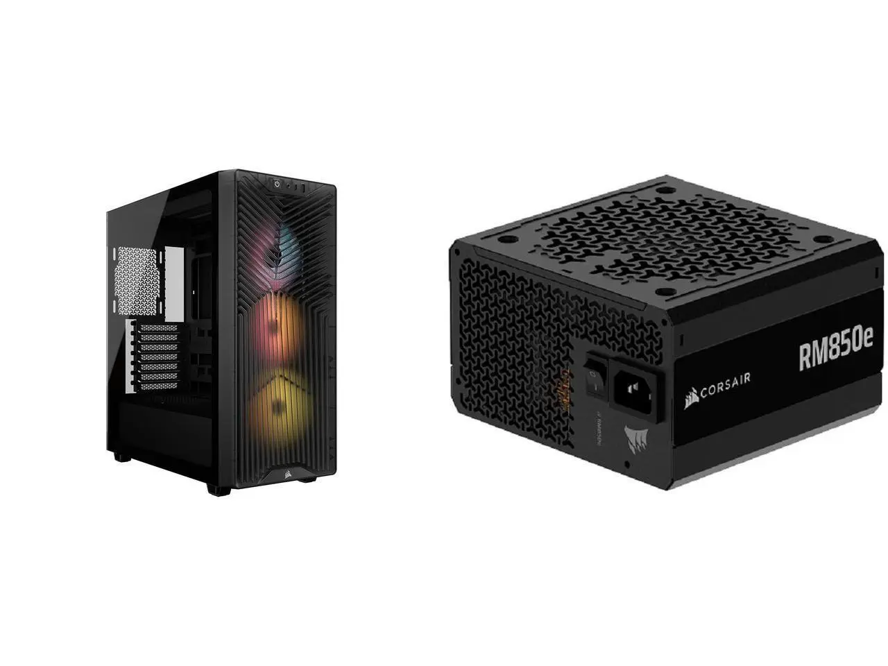 The CORSAIR 3200D RS ARGB is a spacious and fully-loaded mid-tower chassis with 3x RS120 ARGB fans and useful DIY features for an easy build with powerful cooling. Smoke. CORSAIR RMe Series RM850e 850 W Power Supply