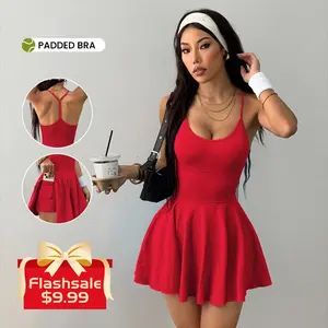 Betto Women'S Solid Color High-Elastic Sports Dress With Built-In Pockets, Backless Sleeveless Stretch Sportswear Suitable For Yoga, Casual Activities, Commuting, Gym Wear - Women'S Stretch Casual Dress/Shorts, Spring & Summer Outfits