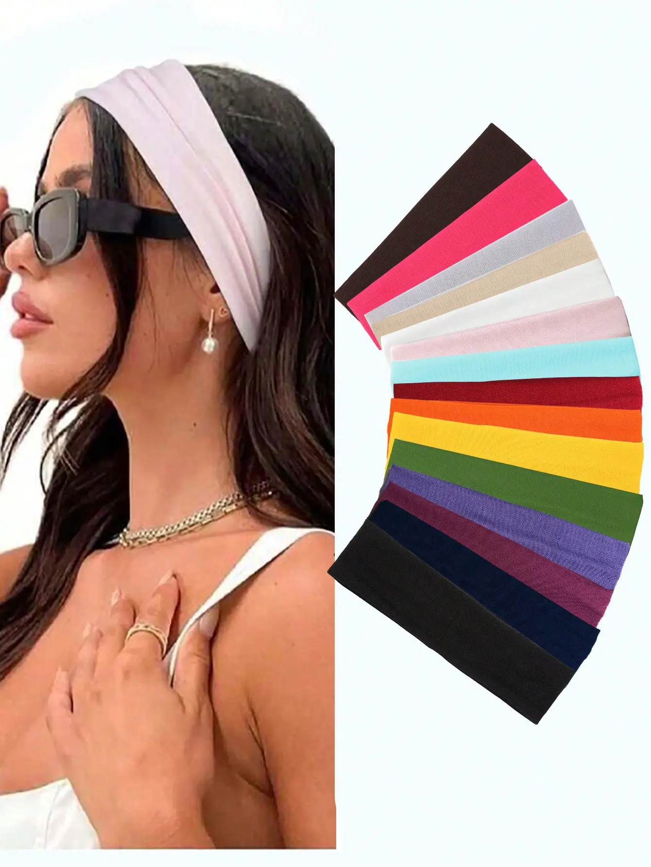10pcs Unisex Elastic Headbands, Multicolor Simple Comfortable Sweat-Absorbent Sports Hair Accessories for Yoga, Running, Party Supplies & Home Use