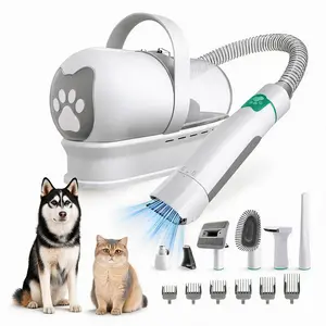 7-in-One Professional Dog and Cat Shedding Care Appliance, Multipurpose Grooming Vacuum Device with Hair Trimmer, Adjustable Speed Clipper and Nail Smoother