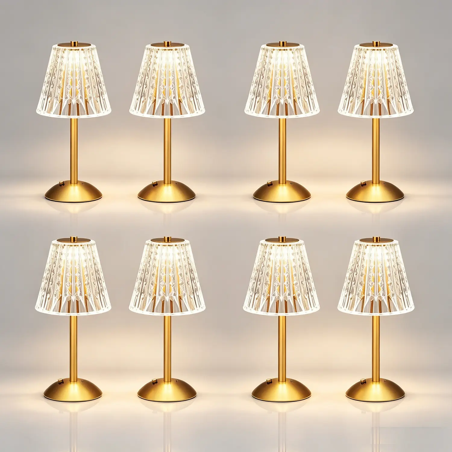 Cordless Table Lamp, Rechargeable Battery Operated Lamp, 3 Color Modes & Stepless Dimmable LED Touch Lamp, Portable Crystal Gold Metal Beside Lamps for Bedroom Living Room Restaurant Outdoor
