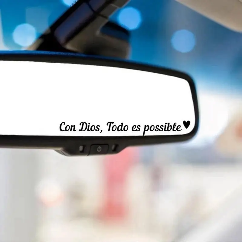 Con Dios Todo es Possible Vinyl Rear Mirror Car Sticker, Bold Statement Auto Accessory for Personal Expression, Easy-to-Apply Car Exterior Decal, Car Accessories