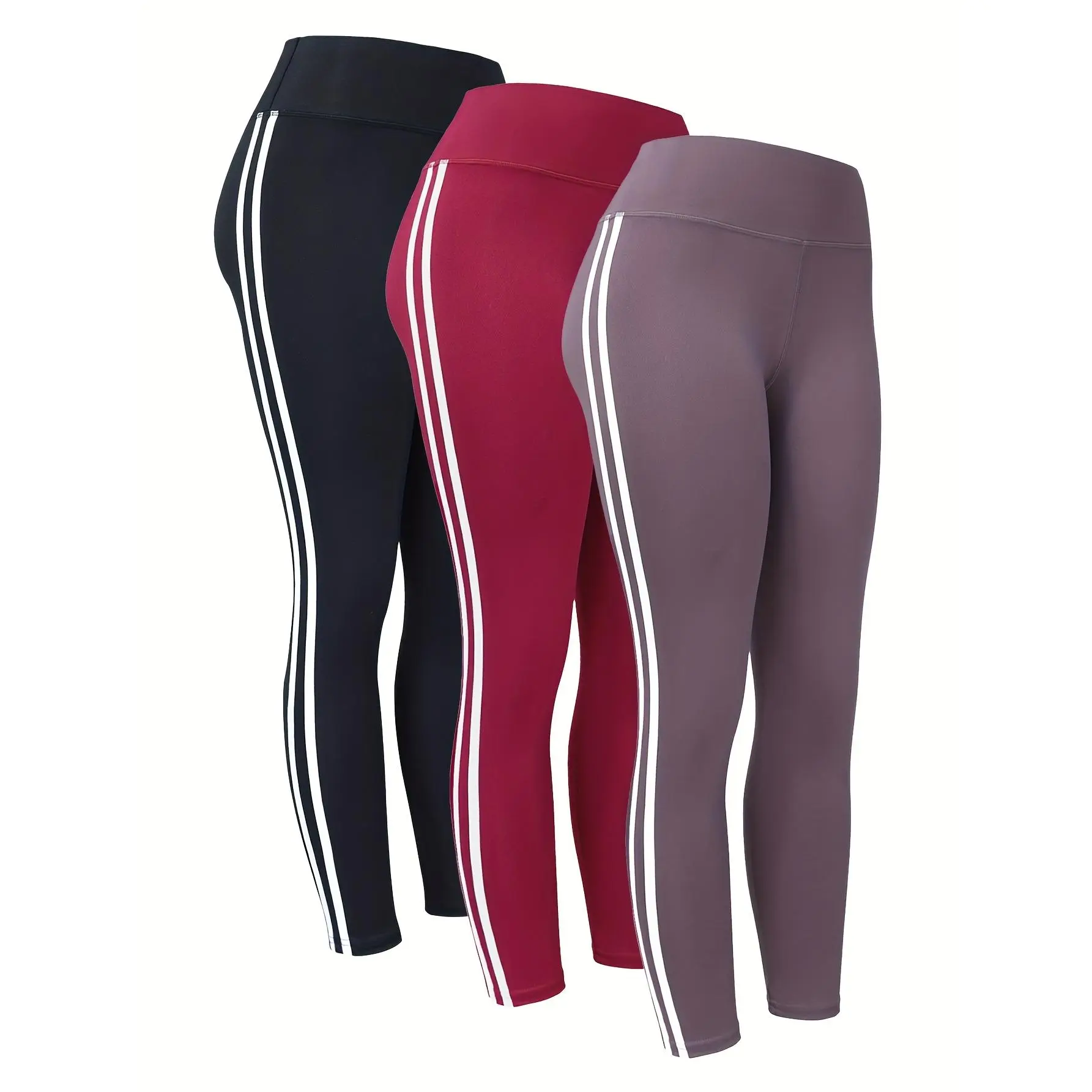 3pcs New Trendy Yoga Pants, Women's Outdoor Fitness Sports Pants, Butt-Lifting Tummy-Control Tight-Fitting Long Pants, Breathable Comfortable Shaping Pants