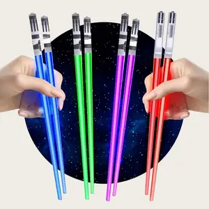 LED Glowing Lightsaber Chopsticks Vibrant multi-color luminous design fun eye-catching tableware great for party gathering daily meal use and unique festive dining decor-MM1
