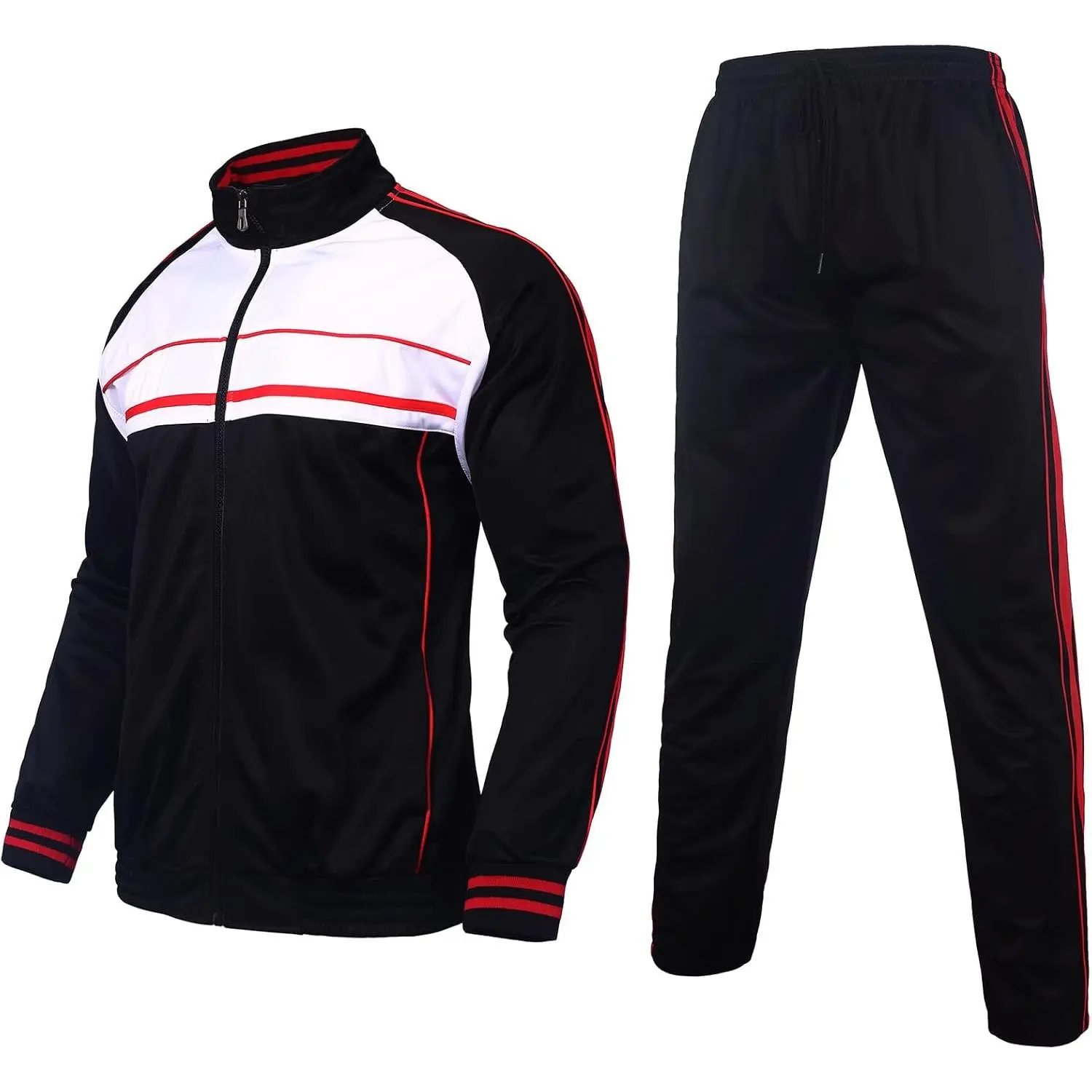 Men's 2-Piece Polyester Tracksuits - Casual Athletic Outfits with Full-Zip Sweatshirt, Track Pants, Pockets for Gym Training, Jogging, Warm Wear (Lime Green)