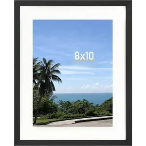 8x10 Picture Frame, Display Pictures 5x7 with Mat or 8x10 Without Mat, Wall  or Tabletop Photo Frame,Black, 1 Pack