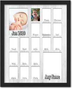 School Years Picture Frame Collage - Personalized with any Name and Date - 1 - 18 Years  - Holds 2.5" x 3.5" and 5 x 7 Photos - 16x20