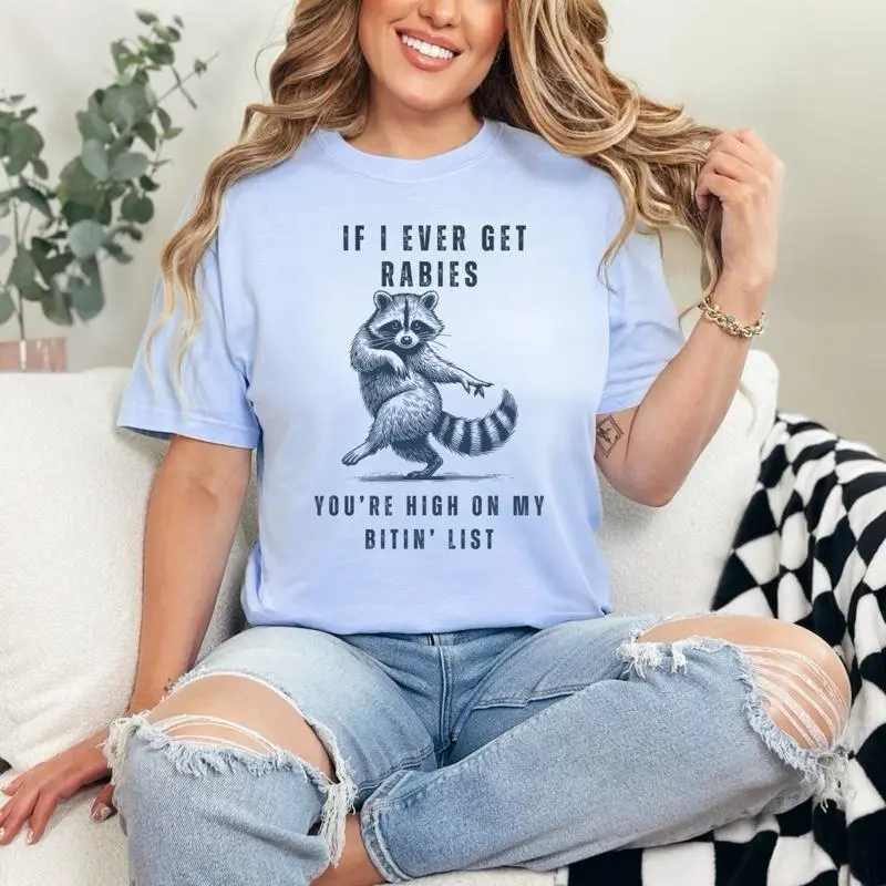 If I Ever get Rabies Long Sleeve T-Shirt on Comfort Colors Summer Everyday Style Shirtsleeve love casual comfortable super soft relaxed fit unisex Sizing womenswear Streetwear  vintage Crewneck Printed Loose Graphic Top