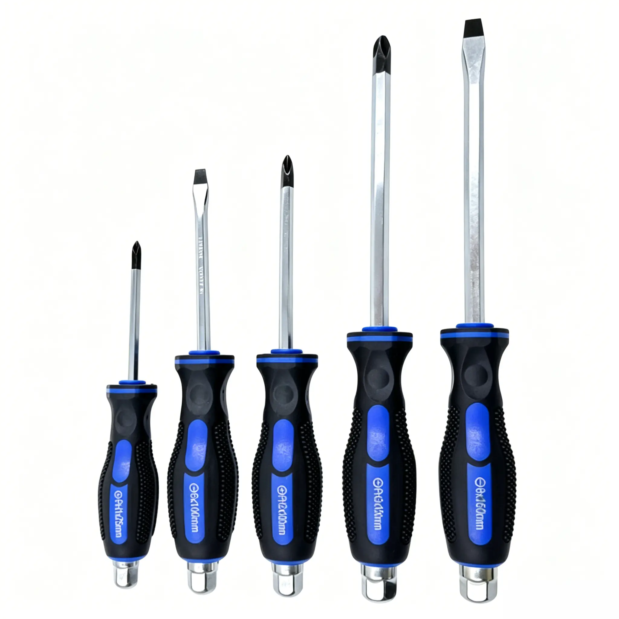5Pcs Hanics Screwdriver Set with Islip Handle Slotted Screwdriver Kits with Thru Handle Ft Professional Tool Box Set