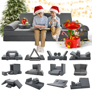 Lilypelle Kids Couch Play Set, 8/10/11PCS Modular Kids Sofa Couch Fold Out Couch Playhouse Play Set for Toddlers, Creative Couch Kids Foam Play Couch Indoor