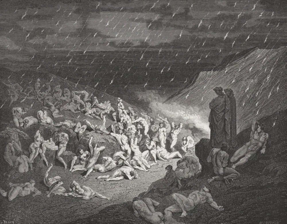 Posterazzi DPI1857062LARGE Gustave Dore 1832-1883 French Artist & Illustrator Inferno Canto XIV Lines 37 Engraving Poster Print, Large 32x24 in, Home Decor, Wall Art Photo, Ideal Gift