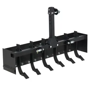 55 Inch Box Scraper Compatible with CAT-1, Three-Point Tow Behind Box Scraper with Adjustable Steel Tines,Multi-Functional for Various Terrains,Black