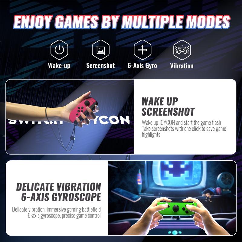 YUYIU Game Controller (L/R) Joy-con Compatible with Switch/OLED/Lite &  Switch2, Wireless Bluetooth, Motion Control, Dual Vibration & Wake-Up Function, Left & Right Joycon Set