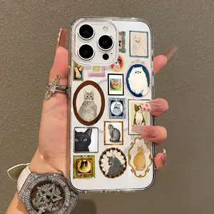 Soft Girl Magnetic Case for iPhone11/12/13/14/15/16/17/promax, Vintage Cat Portraits Collage Lightweight, Drop-Proof, MagSafe Compatible | Perfect for Teen Girls