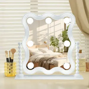 Hollywood Vanity Mirror with Touch Control, 3 Color Lights, Adjustable Stand, Type-C Powered – White,34x29cm(13.4"x11.4") Durable Decor