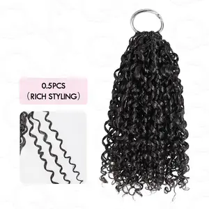 QVR Ramen Curl Crochet Hair Natural Black Machine Made Feather Crochet Human Hair Extension 0.5pcs Rich Styling for Subtle Elegance Wavy Hairpieces Afro Curly