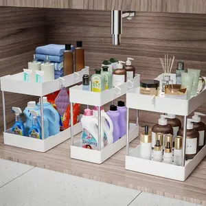 3pcs Bathroom Sink Storage Shelf, Countertop Organizer, Vanity Cosmetic Rack, Suitable For Kitchen And Bathroom, S/M/L Sizes, Under Bathroom Sink Organizers And Storage, Bathroom Countertop Organizer, Bathroom Cosmetics Storage Rack, Multi-Purpose Storage