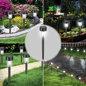 10 Pack solar powered small tube lawn lamp light is suitable for courtyard garden lawn decoration landscape lawn light floor plug light