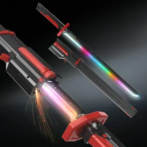 31.5" RGB Spark Sword with Smoke Spray & Metal Sound Effects Ejecting Spark Water Mist System Multi-Color LED Type-C Rechargeable Perfect for Cosplay Battles Viral Videos