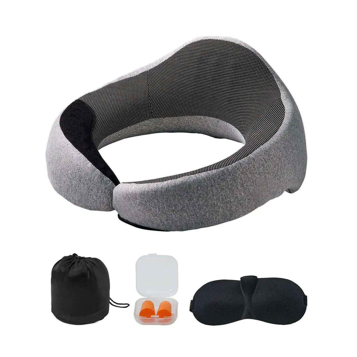 【SummerFinds】Travel Pillow Double-Layered Memory Foam Neck Pillow for Traveling Black-Gray