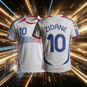 10# Zidane 2006 France National Home And Away Blue And White Short Sleeve Soccer Jersey Fans Version