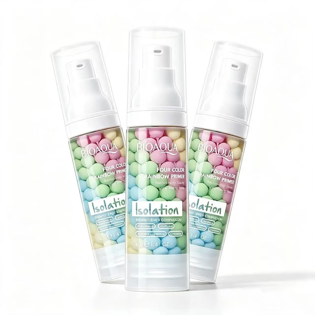 4 in 1 isolation cream, pre rainbow makeup isolation, hydration, effective and even skin tone, color correction, delicate pores, and long-lasting makeup